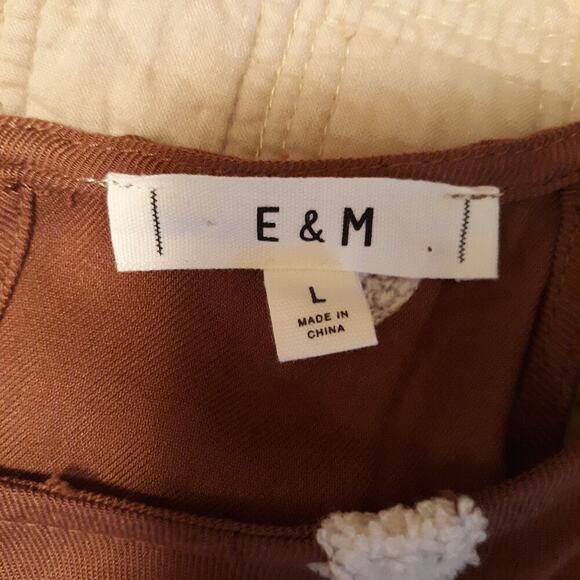 Fun Womens Shirt Large Puffed Dots Tank Top Sleeveless Brown Sz Large - Picture 7 of 10